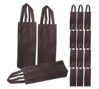 NOLITOY Lot de 20 Paquet Cabas pour Bouteille de Vin en Tissu Non Tissé Couleur Café Poignée Résistante Pochette Réutilisable pour Vin Bière et Whisky pour Présents et Transport