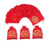 NOLITOY Lot de 20 Pochettes Présent en Soie Rouge Cordon Intégré, Réutilisables et Sûres, pour Emballage de Bonbons et Rangement Lors de Fêtes ou Mariages