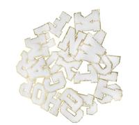 NOLITOY Lot de 26 Patchs Thermocollants Brodés Alphabet Anglais Appliques Couture pour Vêtements Jeans Paquet Accessoire DIY Décoratif Blanc Autocollants Patchs pour Réparation