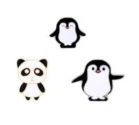 NOLITOY Lot de 3 Broches Créatives en Alliage de Panda et Pingouin, Accessoires Costume et Décoration pour Fête et Banquet, Petit Présent Unique