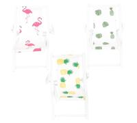 NOLITOY Lot De 3 Chaises Miniatures Pliantes en Bois 1:12, Support Téléphone Intégré, Décor Plage Ludique pour Maison De Poupée, Bureau Ou Salon, Accessoires Décoratifs Flamant Rose Et Ananas