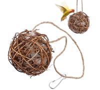 NOLITOY Lot de 3 Matériaux de Nidification pour Oiseaux, Boules Sphériques de 8 Cm en Fibres Naturelles, Nid Suspendu pour Colibris, Accessoires pour Jardin et Maison, Mangeoire Oiseaux