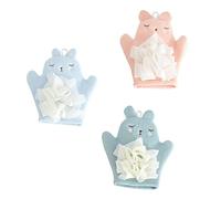NOLITOY Lot De 3 Moufles De Bain Dessin Animé Pour Bébé, Taille Unique, Exfoliation Douce, Couleur Aléatoire, Accessoire De Toilette Pour Bain Bébé