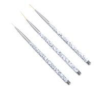 NOLITOY Lot de 3 set de Pinceaux pour Nail Art Manches Marbrés Poils en Nylon Pointes Fines - Outils Manucure Précis pour Décoration D’Ongles Professionnelle et Personnelle