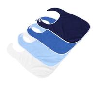 NOLITOY Lot de 4 Bavoirs Thermiques en Polyester Double Face pour Adultes Imperméables et Réutilisables Taille Unique Couleurs Bleu Ciel Bleu Roi et Blanc Protection Hygiénique