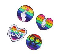 NOLITOY Lot de 4 Broches de Cœur Arc-en-Ciel Badges Décoratifs Colorés Épingles de Poitrine Accessoires de Fierté Lgbt pour Événements Spéciaux Mode Festive