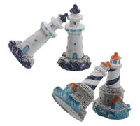 NOLITOY Lot de 4 Figurines de Phares Miniatures en Résine Décoration Méditerranéenne pour Paysage Miniature Ornements de Maison de Poupée Style Nautique pour Jardin et Terrarium