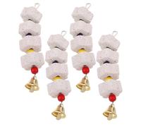 NOLITOY Lot de 4 Pierres à Mâcher pour Becs d'oiseaux en Pierre Naturelle Accessoires Suspendus pour Cage à Perroquets et Petits Animaux Jouets à Mâcher pour Perruches Chinchillas et