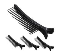 NOLITOY Lot de 4 Pinces à Cheveux de Salon Noires, Clips Robustes en Plastique pour Séparation de Mèches, Coiffure et Maquillage, Accessoires Professionnels pour Femmes, Usage Quotidien