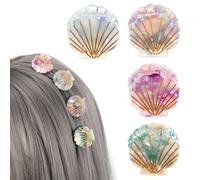 NOLITOY Lot de 4 pinces à cheveux en forme de coquillage en résine - Fabuleuses pinces à cheveux colorées pour femmes et filles