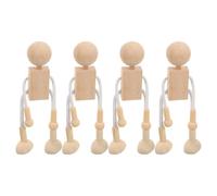 NOLITOY Lot de 4 Poupées Robot en Bois Massif à Peindre Soi-Même Figurines de Bricolage Éducatives pour Garçon et Filles Jouets Créatifs Non Finition Marron Clair Activité Manuelle