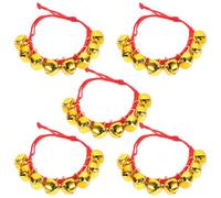 NOLITOY Lot de 5 Bracelets à Clochettes Réglables pour Garçon et Filles Accessoires de Scène en Métal Doré Décoration de Poignet Festive pour Noël Hochet de Poignet Léger et Sonore