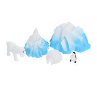 NOLITOY Lot de 5 Figurines Miniatures Arctic en PVC Solide Comprenant Iceberg Igloo Ours Polaire Grand Modèle et Pingouin Décoration Polyvalente pour Aquariums Micro-Paysages et