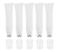 NOLITOY Lot de 5 Flacons Roll-On Rechargeables 20 Ml pour Crème Contour des Yeux Triple Bille Tubes Souples Anti-Fuite Mini Roll-On D’Aromathérapie Portables pour Sérum Lotion et