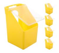 NOLITOY Lot de 5 Mangeoires Suspendues pour Pigeons et Cailles Plastique Solide Jaune avec Couvercle Mangeoire Multifonction pour Cage Distributeur D’Eau et Aliment Hygiénique