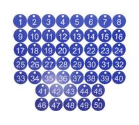NOLITOY Lot de 50 Porte-clés Numérotés en Abs Bleu, Étiquettes D’identification Rondes, Résistantes Suspendre Sécurisée pour Bureau et Conférences
