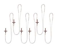 NOLITOY Lot de 6 Colliers Pendentifs Croix en Bois Léger, Bijoux Chrétiens Unisexes, Pendentifs pour Rétroviseur de Voiture et Collier Religieux, pour Baptême, Noël et Occasions Spéciales