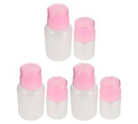 NOLITOY Lot de 6 Flacons-Pompes pour Dissolvant Vernis à Ongles Flacons Vides en Plastique Souple Capacité 60Ml et 220Ml Couleur Rose Distributeurs Anti-Fuite pour Usage Domestique et