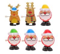 NOLITOY Lot de 6 Jouets à Remonter de Noël Figurines Mécaniques Festive en Plastique Coloré Renne Bonhomme de Neige et Père Noël Petits Présents pour Pochettes Surprises