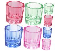 NOLITOY Lot De 8 Coupelles En Verre Octogonales Multicolores, Plat Dappen Professionnel, Gobelets De Nettoyage Pour Nail Art, Accessoire Manucure Polyvalent Pour Usage Salon Ou Domicile