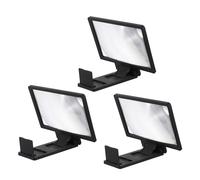 NOLITOY Loupe D'écran Téléphone Portable 3 Pièces pour Lecture Films Vidéos, Outil Grossissant 3D sans Alimentation, Design Compact, Compatible avec La Plupart des Smartphones, Couleur Noire