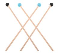 NOLITOY Maillets de Marimba en Caoutchouc 2 Paires Manche en Bois Antidérapant, Baguettes de Percussion à Double Tête pour Xylophone, Grosse Caisse et Instruments de Musique,