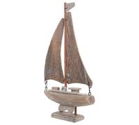 NOLITOY Maquette de Bateau Décorative en Bois Petite Taille Ornement de Voilier Style Méditerranéen Sculpture Nautique Artisanale pour Décoration de Table et Bureau Figurine Vintage