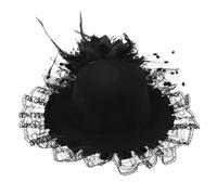 NOLITOY Mini Chapeau Haut-de-Forme Noir Plume, Pince à Cheveux, Petit Couvre-Chef Décoratif pour Garçon et Filles, Accessoires Coiffure pour Fête, Spectacle, Goûter et Bal de Danse