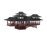 NOLITOY Miniature Japanese Pavilion Ornament with Arched Bridge for Aquarium and Bonsai Garden Decoration Plastic Ancient Chinese Architecture Model for Terrariums and Fish Tanks