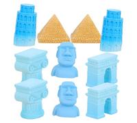 NOLITOY Miniatures de Bâtiments Célèbres 10 Pièces pour Décoration de Micro-Paysage, Figurines Tour Penchée de Pise, Pyramide Égyptienne, Arc de Triomphe, Colonne Romaine et Statue Moaï,
