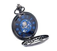NOLITOY Montre de Poche Mécanique Vintage à Chaîne en Métal Noir Design Squelette Recto et Antirouille Accessoire Rétro pour Hommes