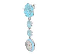 NOLITOY Montre D'infirmière Suspendue à Clip Floral en Métal Inoxydable Bleu Ciel, Luminescente pour Personnel Médical Et Étudiants, Cadran Facile à Lire, Taille Standard