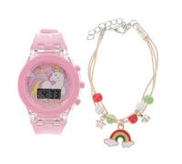 NOLITOY Montre Garçon Fille Lumineuse Licorne Rose Silicone Bracelet Ajustable Confortable Montre Électronique Éducative pour Garçon et Fille