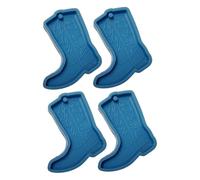 NOLITOY Moule en Silicone pour Résine Époxy 4pcs de Bottes Western, Matériau Silicone Bleu, pour Créations DIY et Décorations de Noël