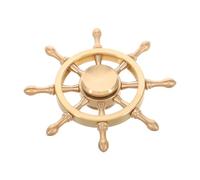 NOLITOY Ornement en Laiton Doré Roue de Bateau Rotative Décoration de Salon Style Océan Ambiance Littéraire pour Bureaux et Étagères à Livres