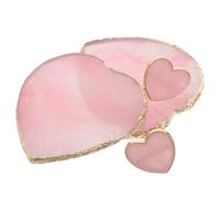 NOLITOY Palette de Mélange pour Nail Art 4 Pièces en Résine Rose Mat Cœur et Rond avec Bord Doré, Palette Professionnelle Polyvalente pour Manucure et Présentation des Couleurs de Vernis