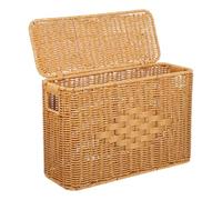NOLITOY Panier de Rangement Léger et Anti-poussière en Imitation Rotin avec Couvercle Panier de Rangement Étroit et Haut pour Chambre et Bureau