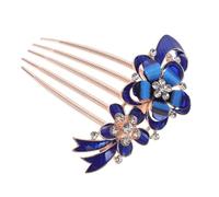 NOLITOY Peigne à Cheveux de Mariée en Alliage de Zinc Strass Bleus Coiffe de Fleur Délicate Accessoire Coiffure Mariage pour Femmes Ornement Élégant pour Cérémonie Nuptiale