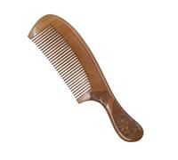 NOLITOY Peigne à Cheveux Surface Lisse Double Face en Bois de Pêcher Sculpté Poignée 21 Cm Massage Profond Classique pour Femmes