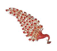 NOLITOY Peigne Couronne De Paon Robe Décorations De Nuptiale Femmes Charmes De à Main Mariage Automne Floral Voile De Mariée Mariées Casque Coiffes De Paon Strass Rouge