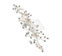 NOLITOY Peigne Floral Argenté pour Mariée avec Perles et Accessoire de Cheveux pour Mariage Pince Latérale Française et Demoiselles Hanfu