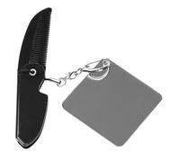 NOLITOY Peigne Pliable Porte-clés 1 Petit Taille Compacte Miroir Carré Peigne à Barbe Dents Fines Pour Hommes Usage Voyage Quotidien