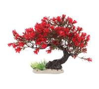 NOLITOY Petit Arbre Décoratif Aquarium Grosse Taille en Plastique Sûr, Plante D'aquarium Artificielle Réaliste Feuilles Rouges, Accessoire pour Décoration et Cachette Poissons, Entretien