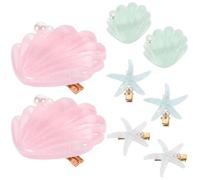 NOLITOY Pinces à Cheveux Coquillage et Étoile 8 Pièces pour Filles Accessoires Mignons pour Cheveux Courts Set Coiffure Fille pour Anniversaire et Usage Quotidien Coloris Rose et Bleu