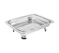 NOLITOY Plat de Service Rectangulaire en Acier Inoxydable Couvercle en Verre, Réchaud Chauffe-Plats pour Restauration et Buffet Professionnel