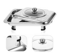 NOLITOY Plateau Rectangulaire Inox avec Couvercle Plateau de Buffet Plat 1 Pièce Support Alimentaire Résistant pour Buffet Restauration Collective et Service Traiteur