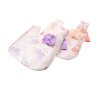 NOLITOY Pochette de Poignet en Jacquard Brodé Orchidée 2 Pièces Pompons, Style Chinois Contemporain, Rangement Sécurisé et Porté Polyvalent pour Femmes Quotidien