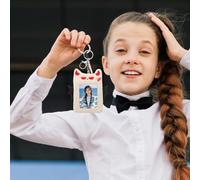 NOLITOY Porte-Cartes en Peluche Blanche Ailes de Démon Porte-Clés Multifonction pour Cartes Photos Cartes D’Identité et Permis Accessoire Élève et Fan Protection Douce et Originale