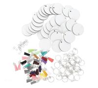 NOLITOY Porte-Clés à Pompon pour Transfert Thermique Ensemble de 10 en Panneau MDF Vierge 100 G Décoration DIY Personnalisable Ornement pour Bricolage et Sublimation