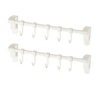 NOLITOY Porte-serviettes Lot de 2 Blanc en Plastique de Placard 5 Crochets, Installation Facile pour Rangement Polyvalent la Cuisine ou Salle de Bain
